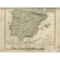 Spagna e Portogallo Stampa Antica Atlante di Stieler Giusto Perthes Gotha