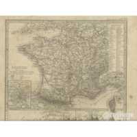 Francia Stampa Antica Atlante di Stieler Giusto Perthes Gotha