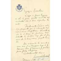 Lettera Autografa dell'Onorevole Giovanni Rosadi allo Scultore Zulimo Rossellini