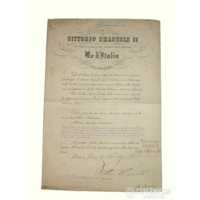Decreto con Autografo di Vittorio Emanuele II Re d'Italia Ottobre 1877 Assunzione Accademia Belle Arti Modena